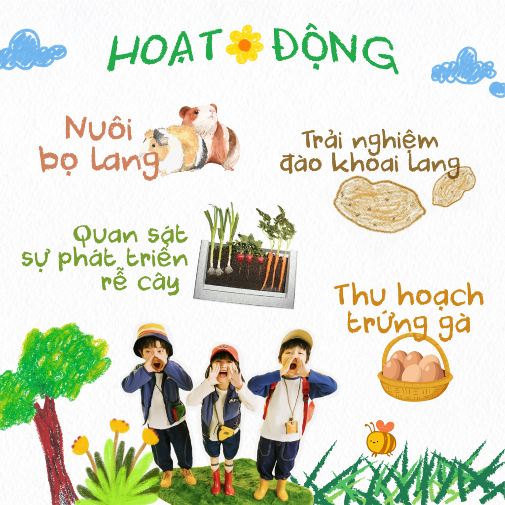 Các hoạt động cho bé trải nghiệm tại Trạm Ươm Mầm Hành Tinh Xanh