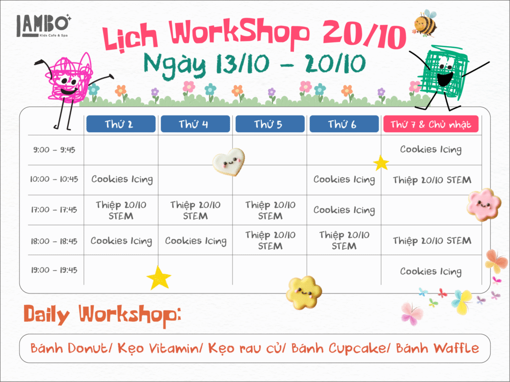 Lịch workshop cho bé vào tháng 10